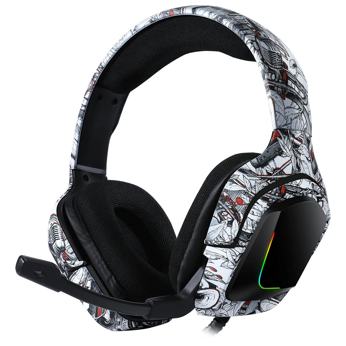White Camo K20 гарнитура игровые наушники RGB с микрофоном светодиодный свет объемный звук бас ПК геймер наушники для Xbox One PS4 телефон ноутбук - Цвет: White Camo