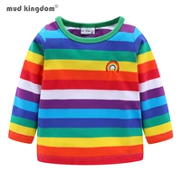 mudkingdom kids rainbow t shirts cute stripe boys girls long sleeve cotton sweatshirt pullovers tops clothes