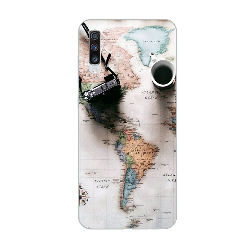 WM05740 Чехол для телефона ciciber для samsung Galaxy A50 A70 A80 A40 A30 A20 A60 A10 A20e, мягкий силиконовый чехол из ТПУ с картой мира, чехол для путешествий - Color: WM05740