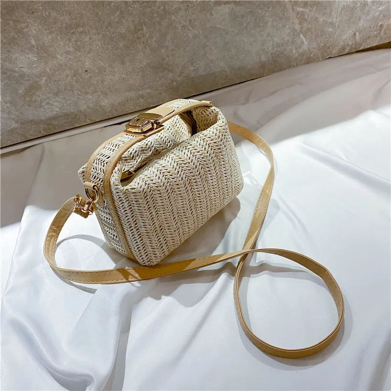 

Woven Bags Women Simple Square Straw Bag Shoulder Bag Mini Knitting match Autumn Summer Fashion Students Casual Summer handbags