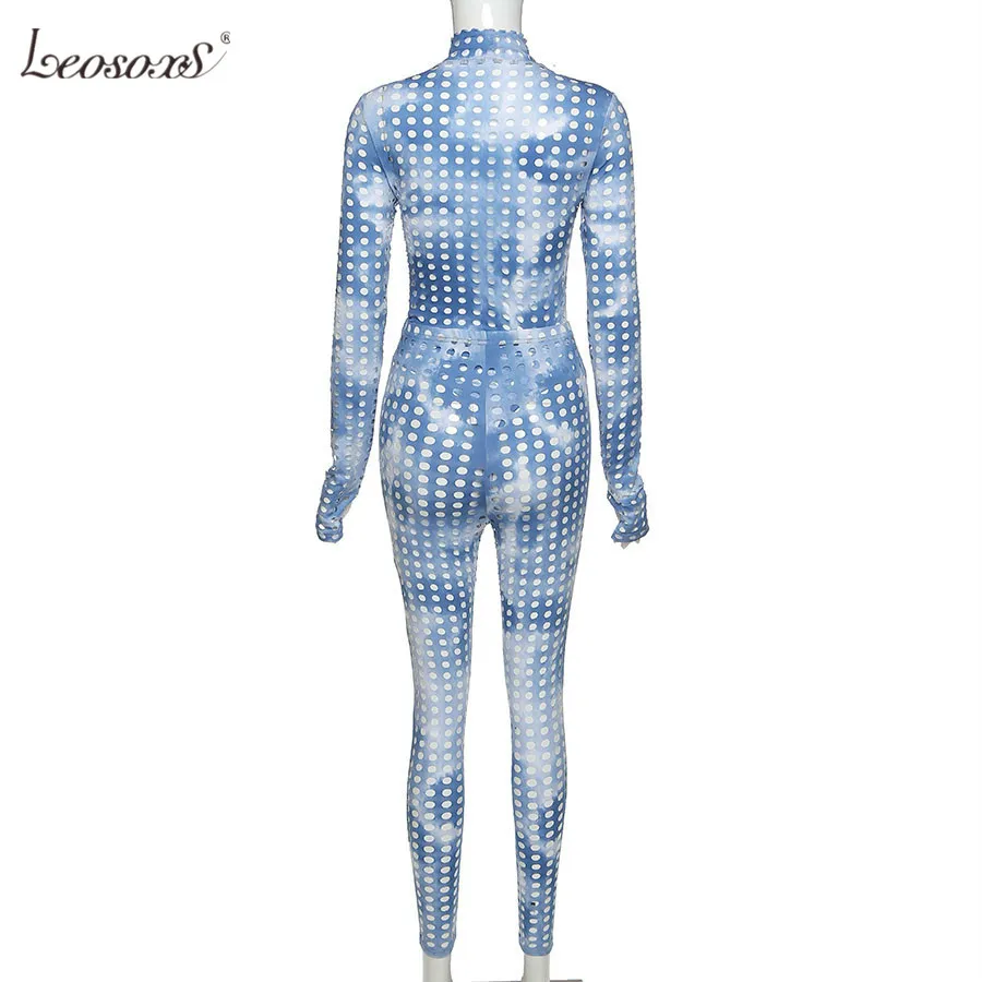 

3D hollow out sexy bodysuit legging 2 two-piece set for women autumn casual street Active wear Sports Top suits Female
