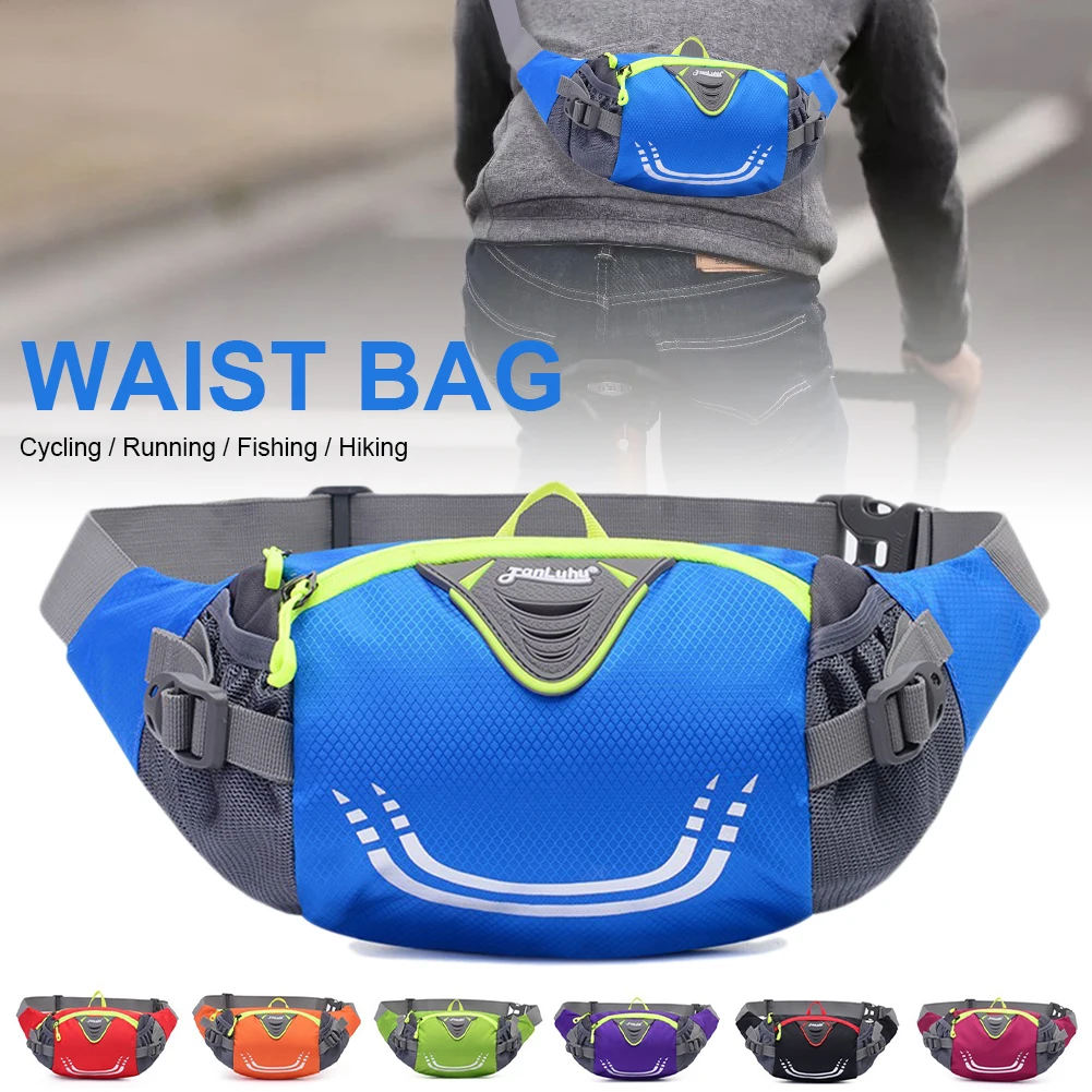 

Multi-Functional Waist Pack Large Waist Bag with 3 Zipper Pockets Water Bottle Holder for Bike Cycling climbing camping bag