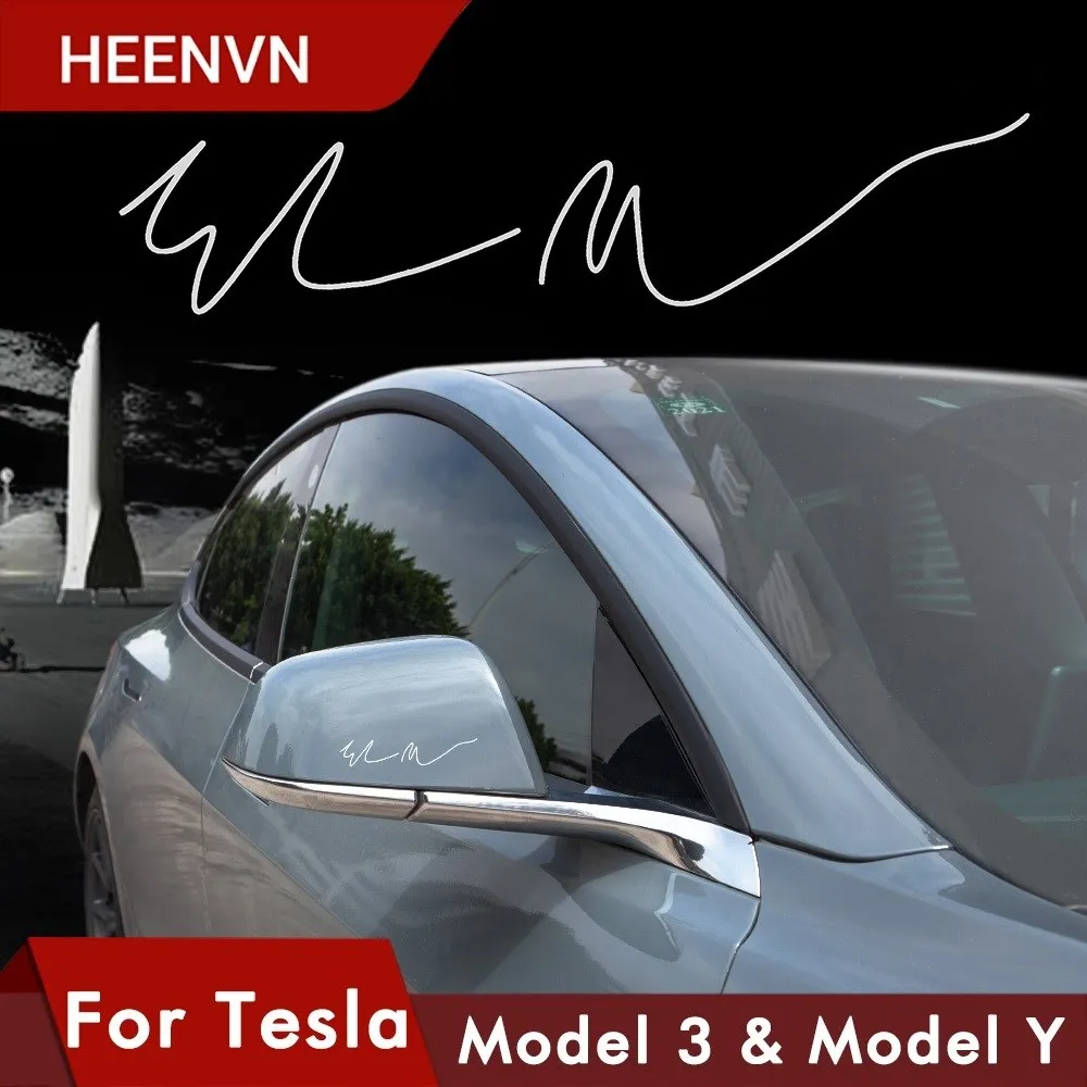

2021 Elon Musk Signature Car Sticker For Tesla Model S 3 X Y Accessories Creative Auto Stickers Model3 Automobile Decals