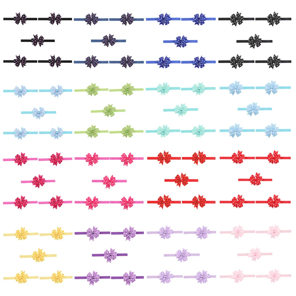 

5 шт., детская эластичная повязка на голову в горошек