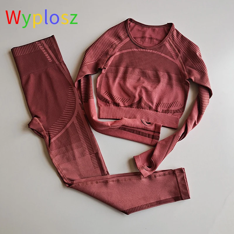 Wyplosz-Conjunto de Yoga para correr, mallas deportivas de cintura alta, sin costuras, para la piel, para gimnasio