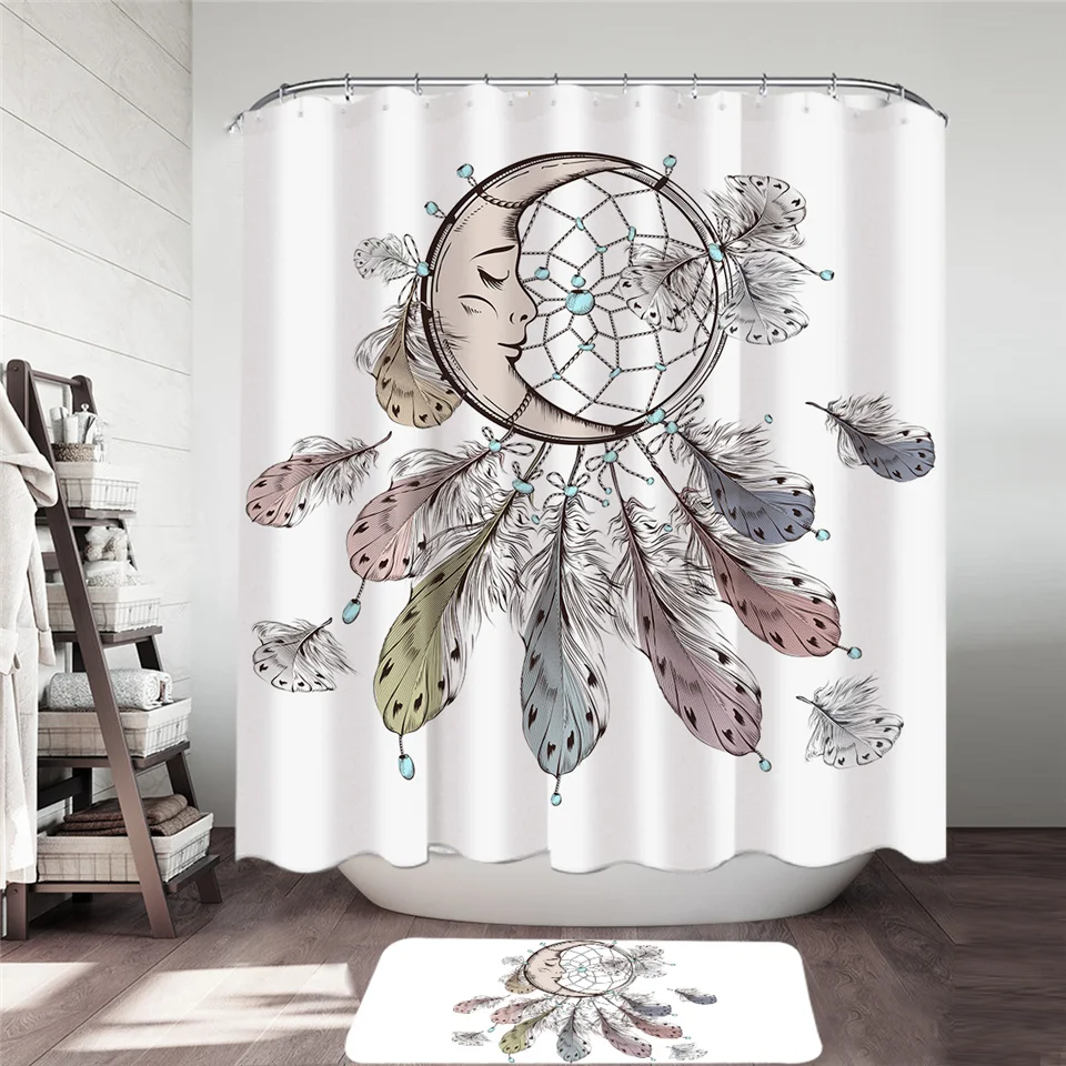 5 Постельное белье Outlet Dreamcatcher занавеска для душа и коврик для ванной набор Белоголовый Орел Синий водонепроницаемый занавеска для ванной комнаты Boho Ванна Декор 2 шт - Цвет: 5