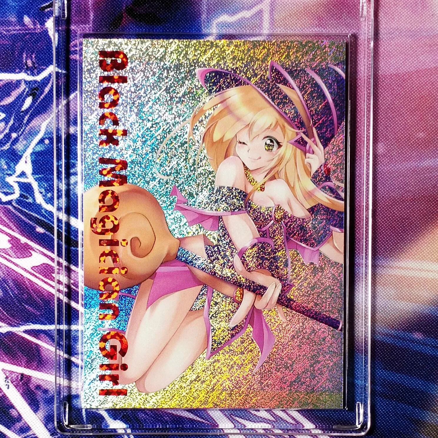 

Yu Gi Oh Dark Magician Girl Rain Flash DIY Colorful Toys Hobbies Hobby Collectibles Game Collection Anime Cards