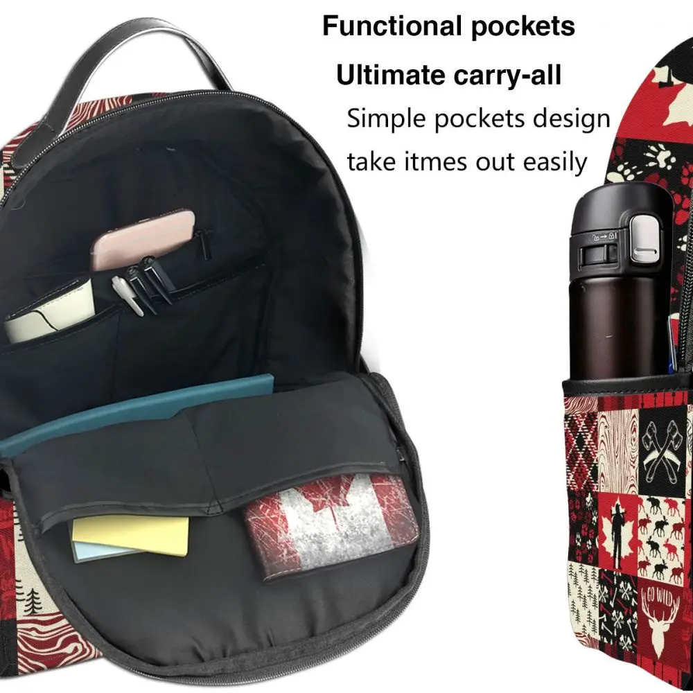 

Fashion backpack 2021 shoulder bags Wildlife Wood Plaid Lumberjack Symbols school bags for teenage girls light travel backpack