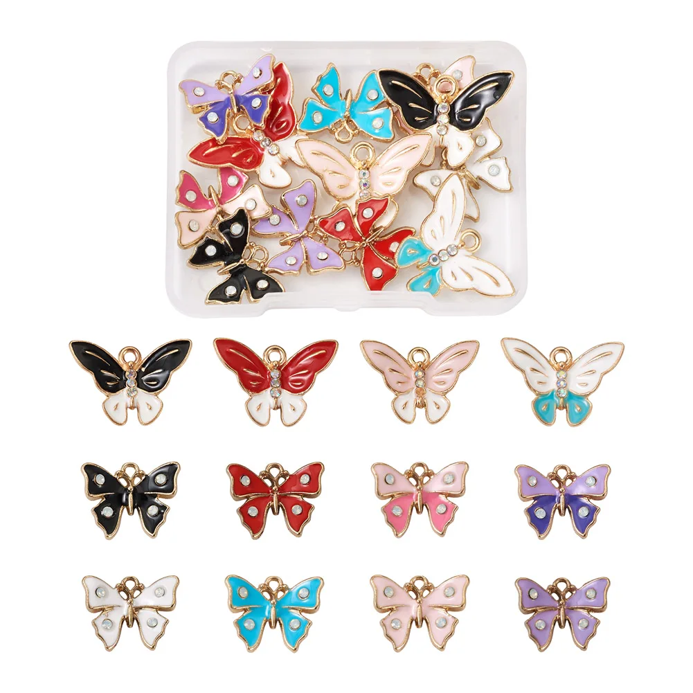 

24~32pcs/Box Alloy Enamel Butterfly Pendant For DIY Handmade Jewelry Making Necklace Charms Bracelet Accessories Mixed Color
