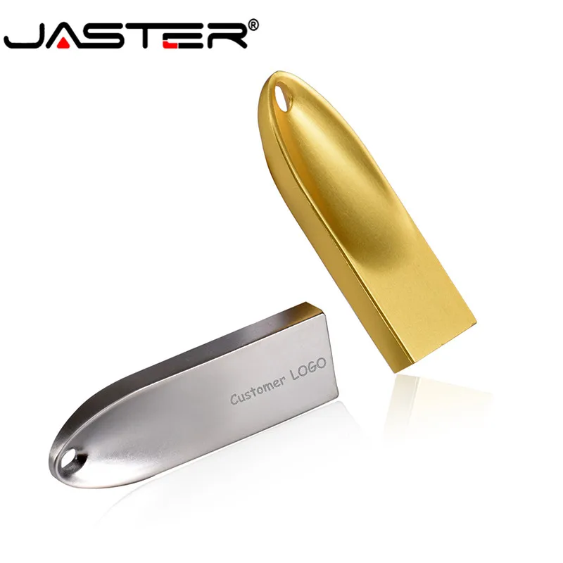 JASTER USB 2,0 металлический флеш-накопитель серебристо-золотой USB флеш-накопитель 4 ГБ 16 ГБ 32 ГБ 64 Гб 128 ГБ Флешка портативная карта памяти логотип на заказ