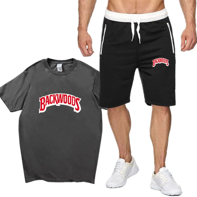 

New Summer men BACKWOODS T shirt Sets Fashion tracksuit men t shirt And Shorts men camiseta Short sleeve Knee Length Mens Shorts