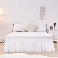 White Bed Skirt Elastic Band Wrap Around Bed Skirt Home Hotel Bed Skirt Bed Cover Without Surface Couvre Lit Bed Protector