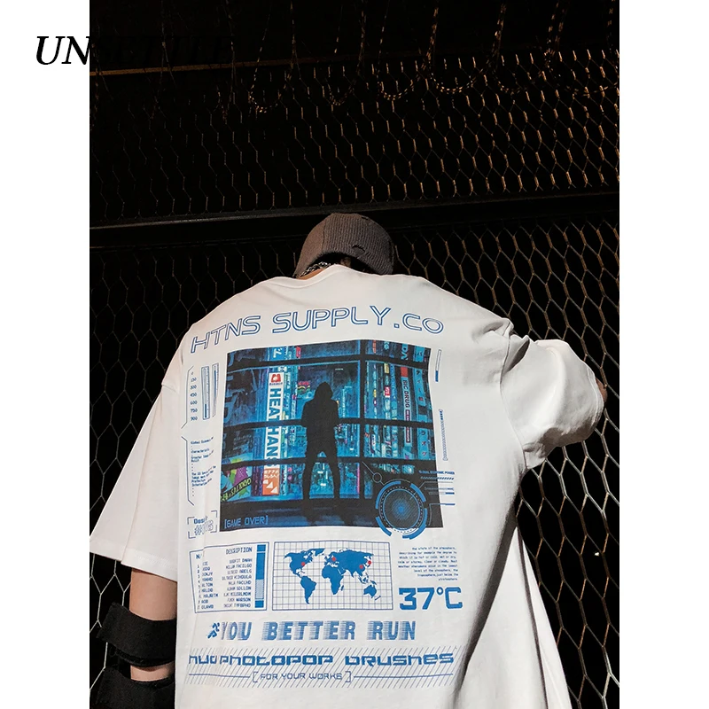 Футболки UNSETTLE Harajuku летняя Мужская/Женская футболка в стиле хип хоп с забавным