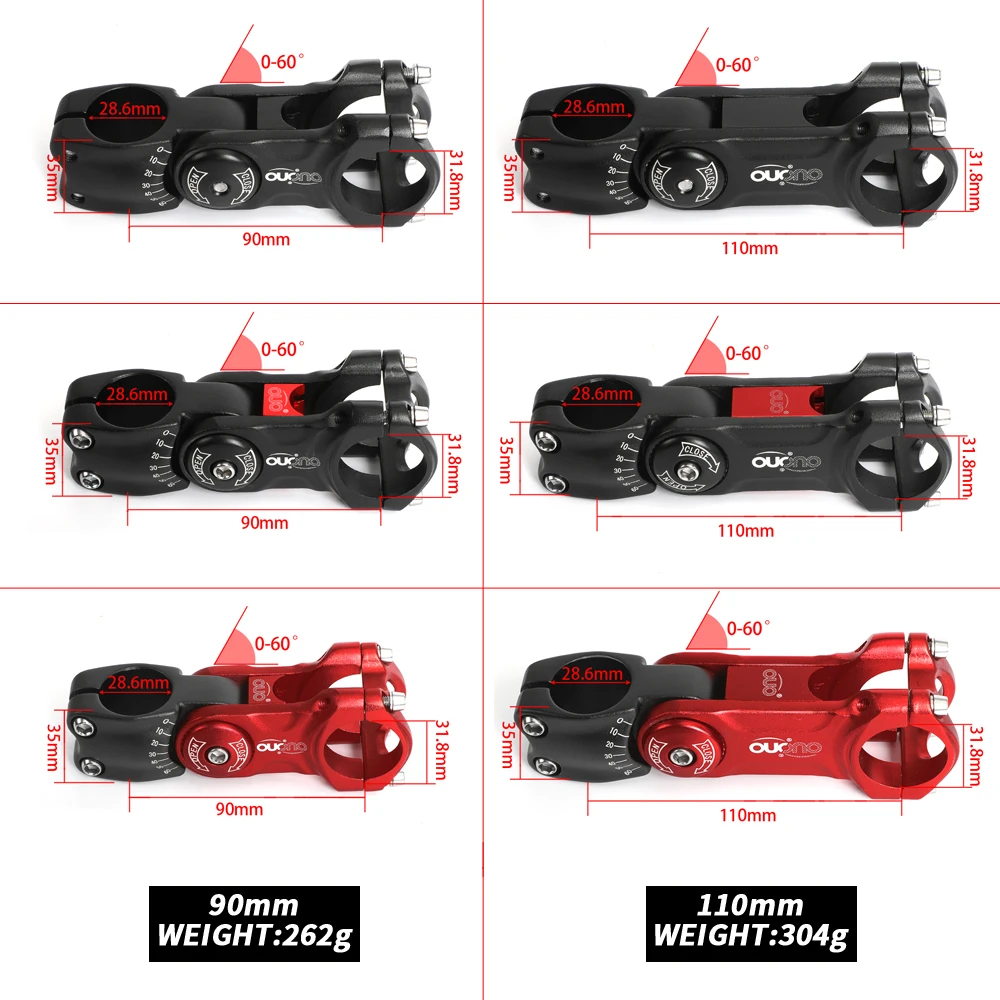 Регулируемый велосипедный стержень OUO 31 8 мм руль 0-60 градусов 90/110 А новый дизайн