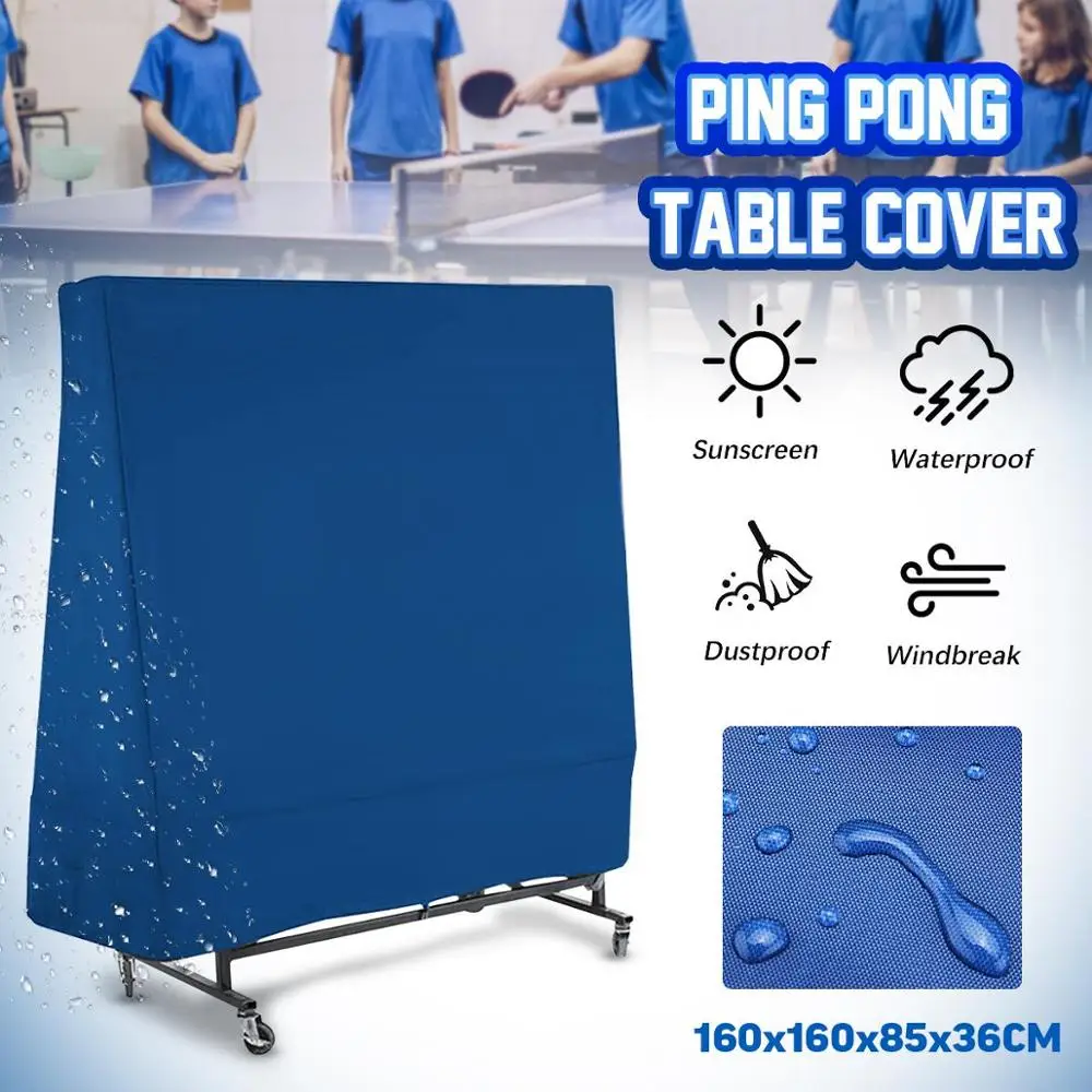 

Blue 300D Waterproof Ping Pong Table Cover Tennis Cover Protect Outdoor Indoor Anti-UV Dustproof Pingpong Cover 160x85x160cm