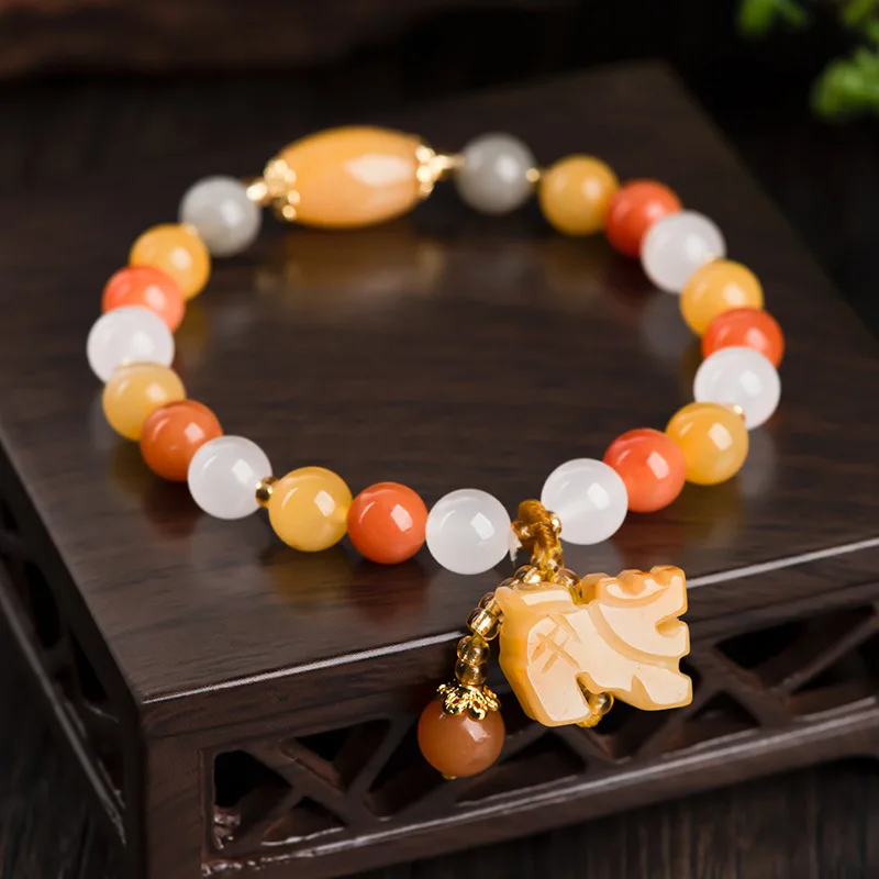 

Multi-style Golden Silk Jade Original Personality Bracelet Charm Jewellery Hand-Carved Bracelet for Women Men Fashion Accessorie