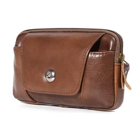 high quality cowhide business casual magnetic bag leather waist bag with belt holder for man outdoor sports mobile phone bags