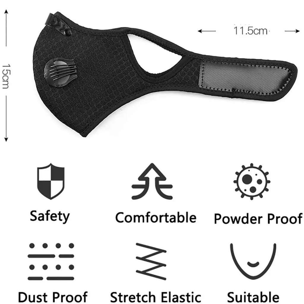 

Dustproof Protective Facemask Breathing Mascarillas With 20 Activated Carbon Respirator Face Mask Filters Reusable Mascarilla