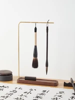 writing brush holder pen hanging solid wood simplicity modern calligraphy materials drying pen stand zen creative brass