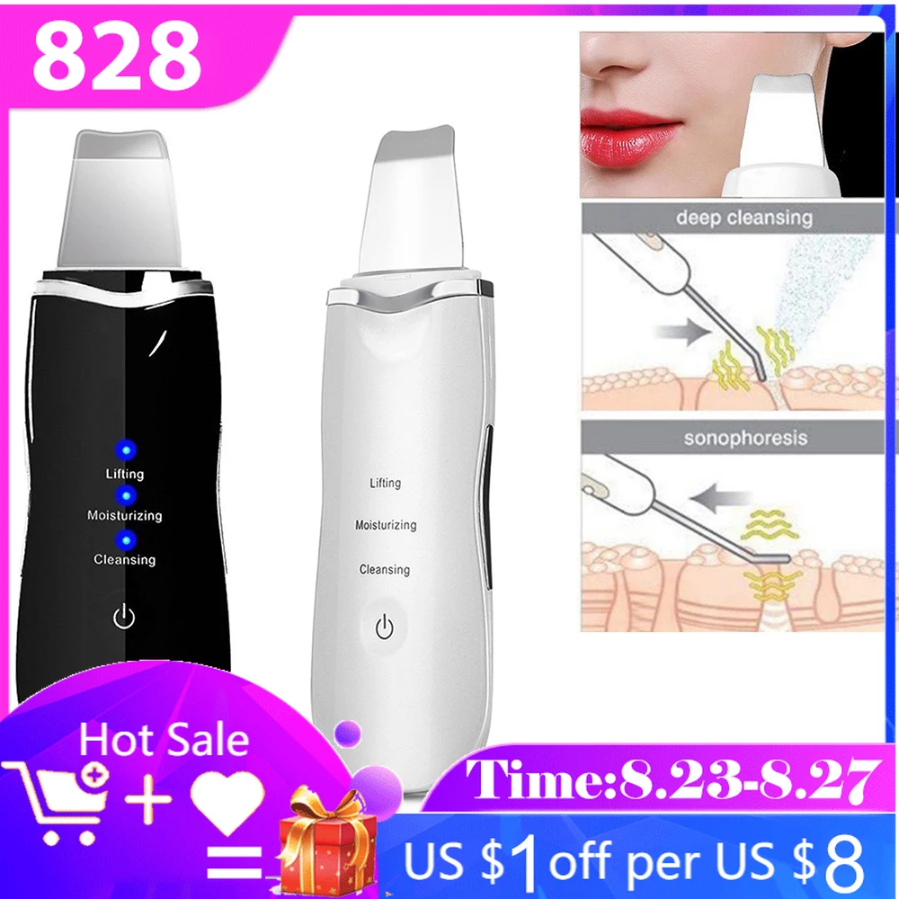 

Portable Home Use Ultrasonic Vibrate Face Scrubber Pore Cleaner Rechargeable Skin Care Device Beauty Instrument for Remove Acnes