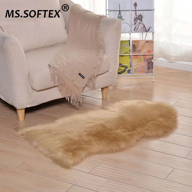 Длинный шерстяной ковер из овчины и искусственного меха мягкий для спальни