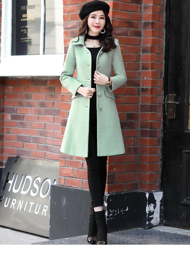 Осень зима бренд модная женская шерстяная куртка теплое пальто однотонное элегантное тонкое длинное пальто с поясом