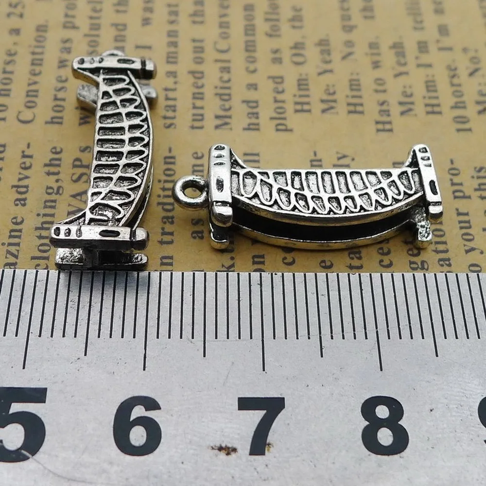 

100pcs Biulding Charms 10mm x 25mm DIY Jewelry Making Pendant antique silver color