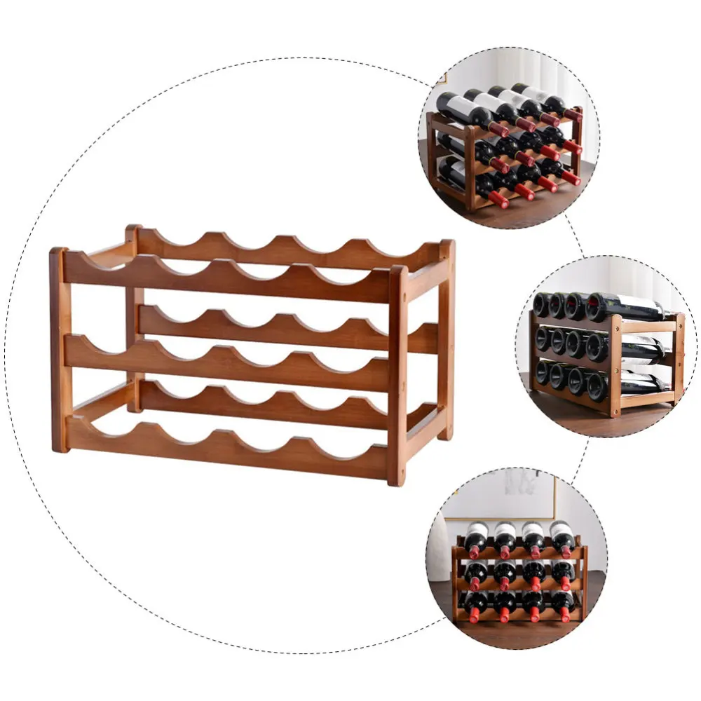 

Wooden Rack Organizer 12 Bottles Holder Home Bar Party Display Holder