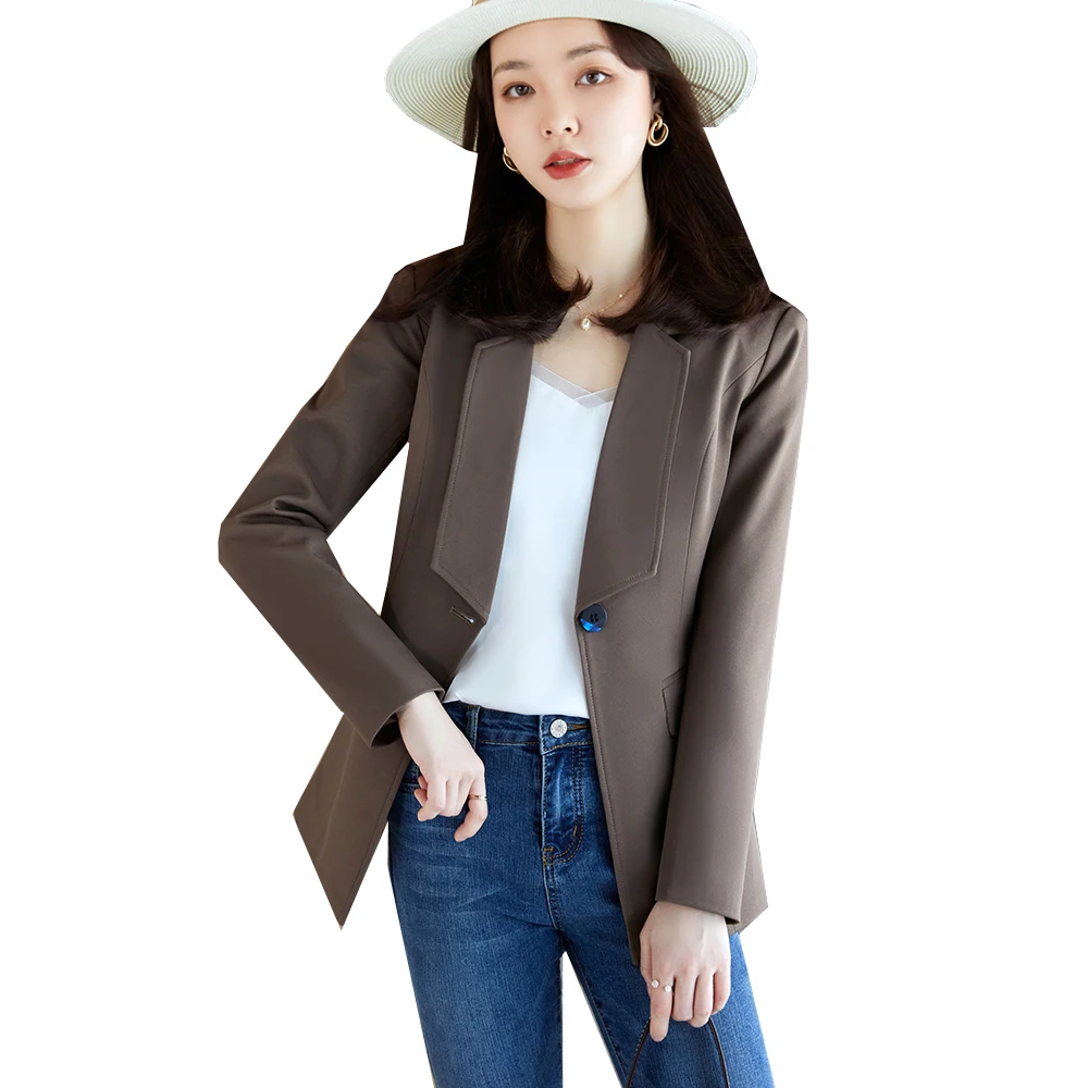 

2021 Spring Fall Autumn New Arrival Fashion Blazer Women Black Brown Tops Coat Office Lady Formal Business Wear Jackets