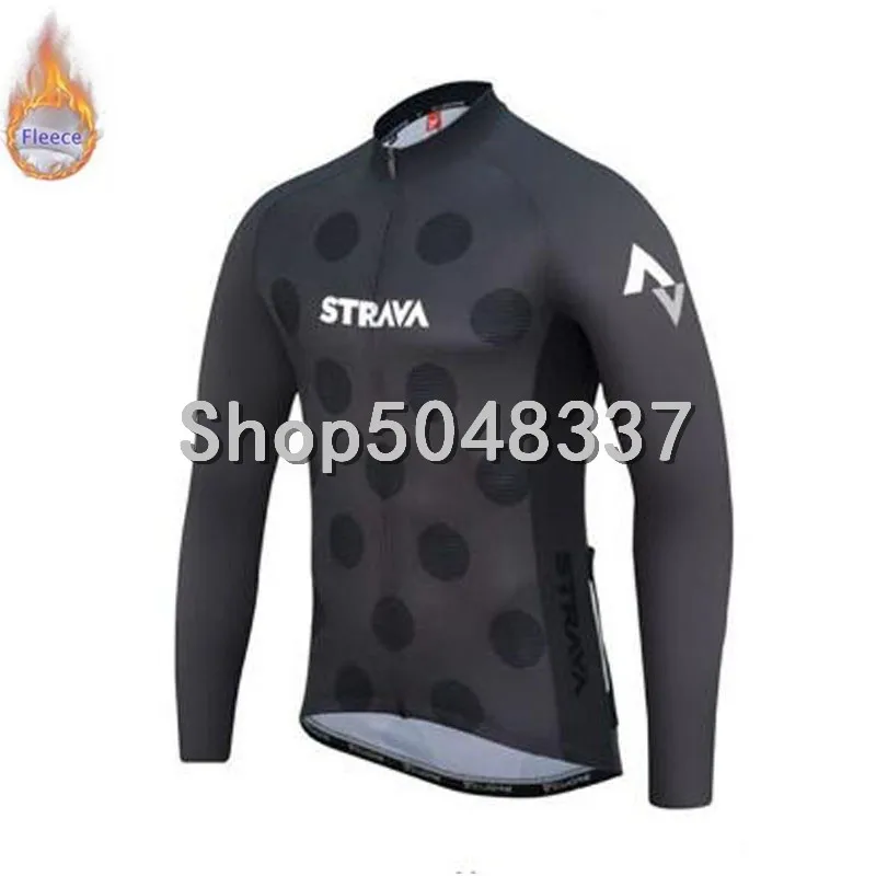 STRAVA для мужчин pro team велосипедная Одежда Зима Велоспорт Джерси термо флис с