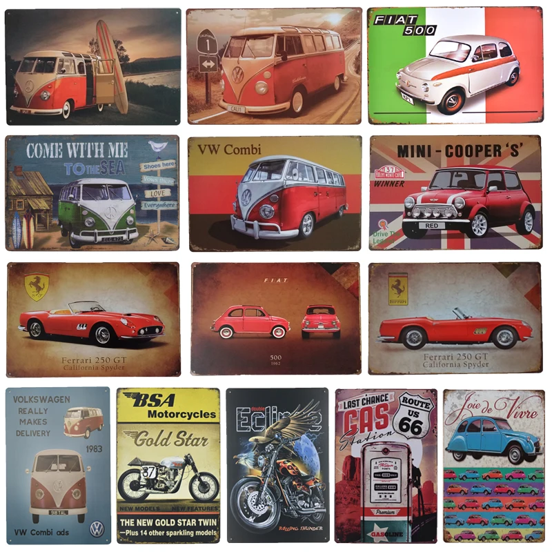 Гаража газовая дорога 66 с изображением машинок и автобусов в байкерском стиле