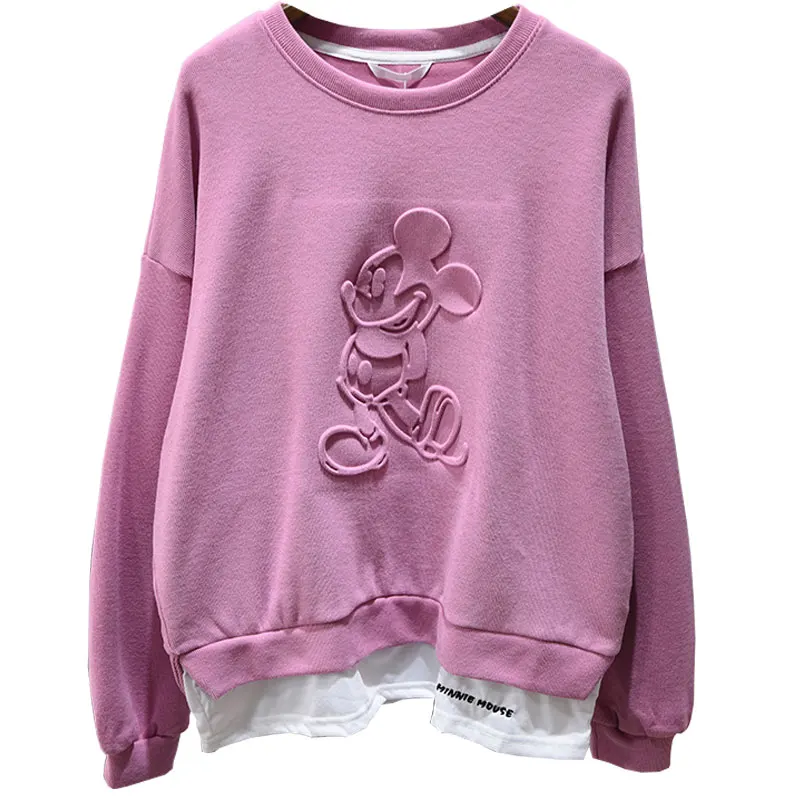 

Spring New Korean Style Casual Embossed Long Sleeve Loose False Two-Piece Suit Sweatshirt Women's Thin