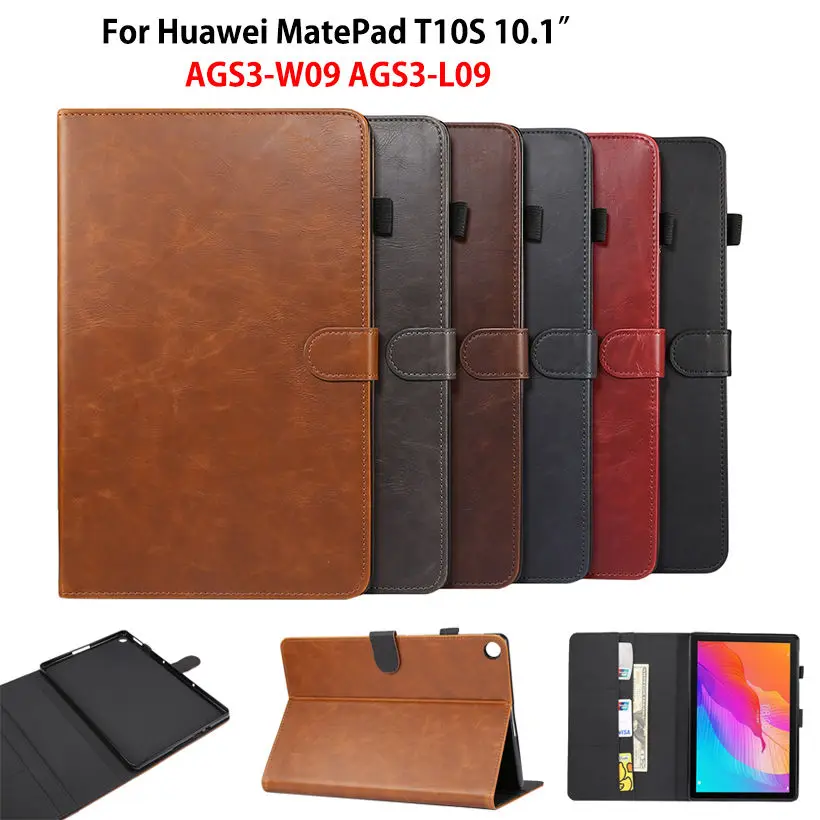

Luxury Case For Huawei MatePad T10S AGS3-L09 AGS3-W09 10.1'' Cover Funda Tablet Soft TPU PU Leather Stand Shell Capa Coque