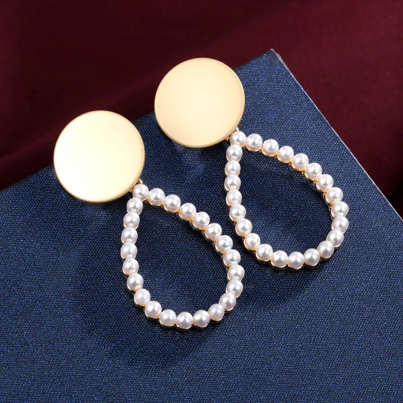 MINHIN Simulated Pearl Stud Earrings Women Bohemian Geometric Earrings Wedding Jewelry Korean Earrings - Окраска металла: 1503