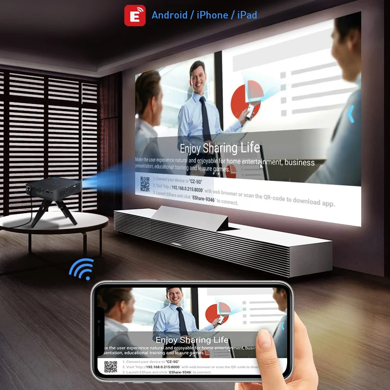 Smartldea P15 DLP 4K 3D проектор Android9.0 4G 32G высокая яркость дневной зум 5G Wi-Fi BT airplay видео