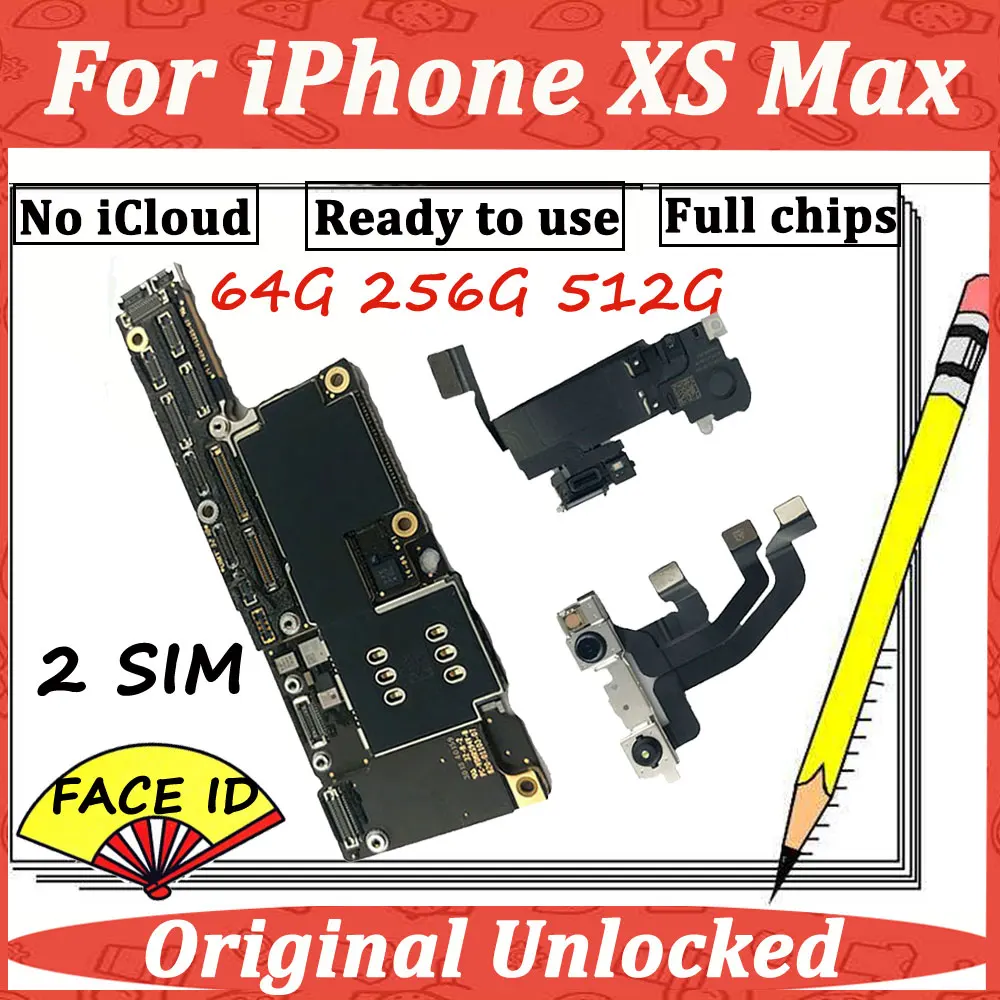 Для iPhone XS MAX оригинальная материнская плата iCloud разблокировка с двумя sim-картами для лица разблокированная Материнская плата 64G 256G 512G 2 Sim