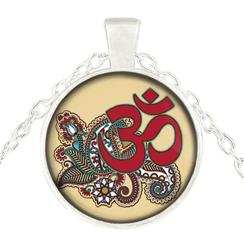 

Om Pendant Necklace Jewelry Chakra Necklace Mandala Flower of Life Pendant Glass Dome Yoga Neckless Women Jewelry