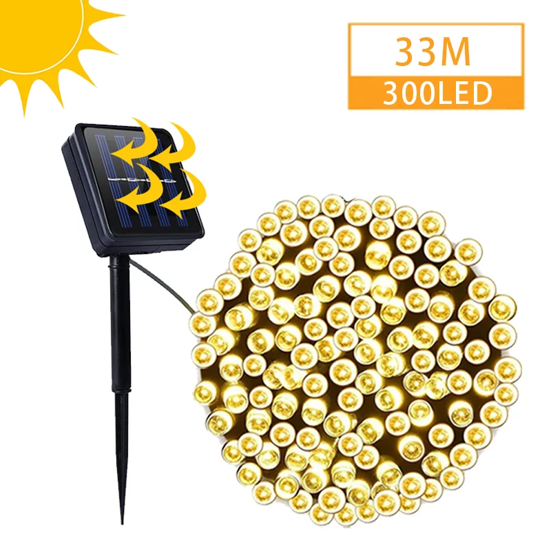 

300 Led Solar Garland String Fairy Lights Outdoor 33M Solar Powered Lamp for Garden Decoration 3 Mode Holiday Xmas Wedding Party