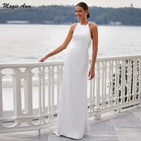 magic awn simple beach wedding dresses halter corset back boho wedding party dress sleeveless cheap vestido de fiesta de boda