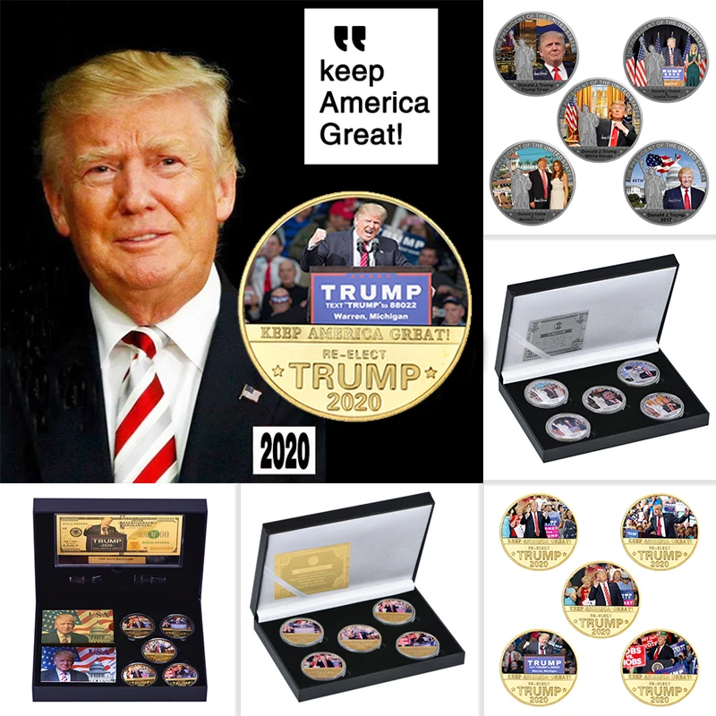 Президент США Дональд Трамп позолоченная/Посеребренная памятная монета новинка