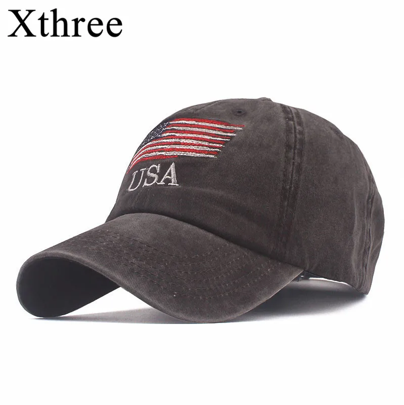 Бейсболка Xthree с флагом США хлопковая кепка вышивкой Повседневная для мужчин и