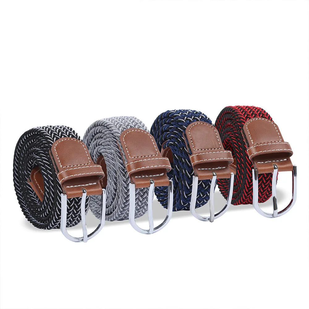 High Quality Elastic Woven Belt For Women Men Fashion Canvas Free Punch Elastic Pin Buckle Belt Adjustable Strap Waistband