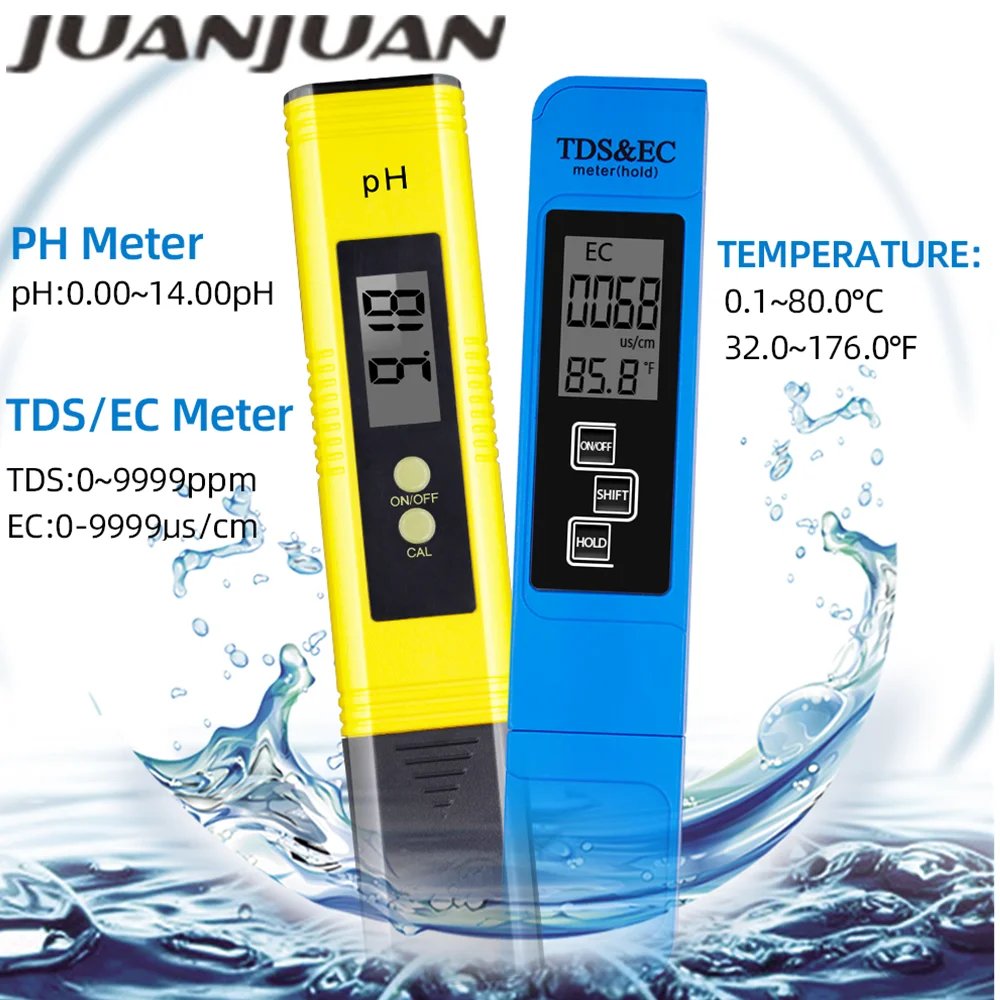 Цифровой рН-метр 0,0-14,0 рН TDS EC метр 3 в 1 температурный тестер 0-9000 ppm качество воды автоматический монитор инструмент скидка 48
