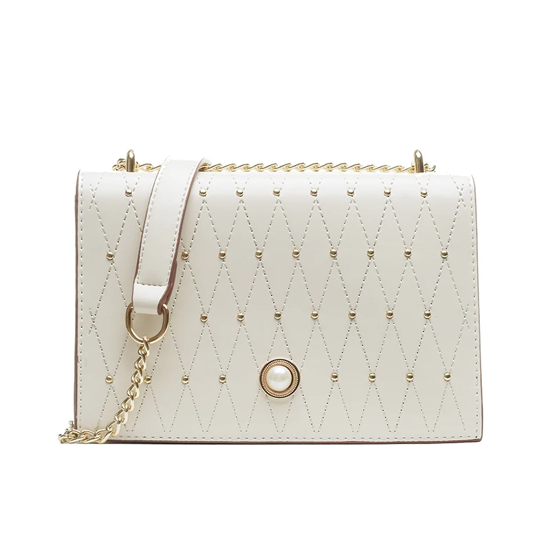2019 ПУ кожа заклепки дизайн сумки на плечо для женщин маленькая цепь кошелек сумка