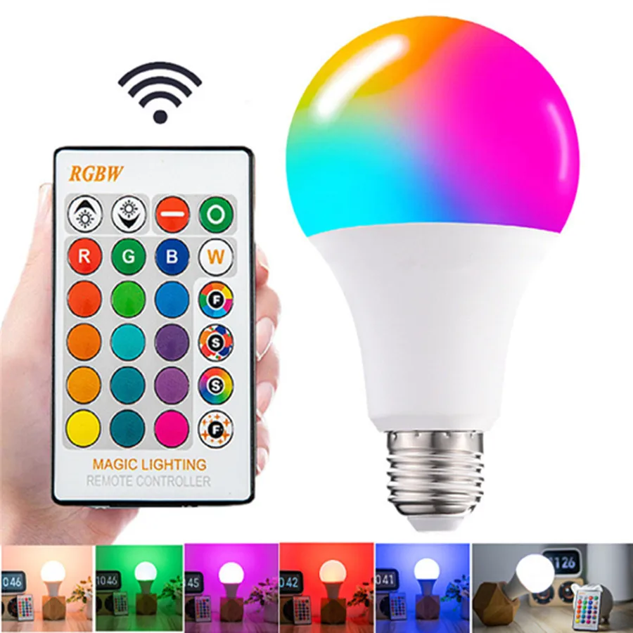 RGBW светодиодный светильник лампы E27 B22 E14 GU10 RGB 5 Вт 10 15 85 265 в ИК пульт