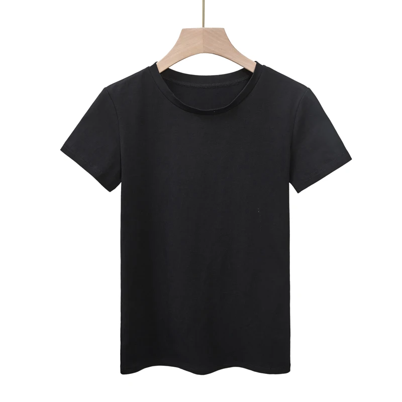 2020 летняя хлопковая футболка Женская свободная Стильная однотонная Женский Топ
