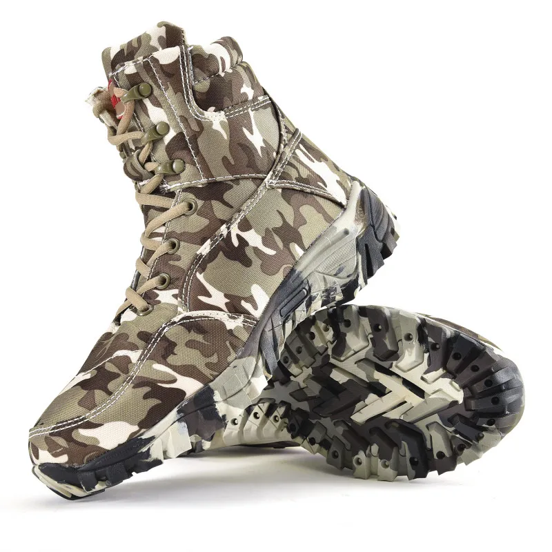 Military Army Men Boots Winter Lace Up Waterproof Outdoor Shoes Breathable Canvas Camouflage Tactical Combat Desert Ankle Boots designer men winter military boots male snow fur combat ankle boots waterproof army rain shoes chaussure homme