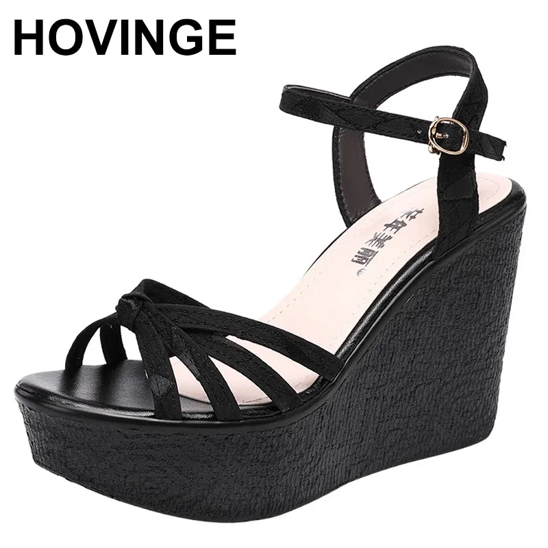 

HOVINGE 11cm High Heel Sandals Women's Summer 2021 New Platform Open Toe Wedges Heel Green Sandals Wedges Shoes For Women