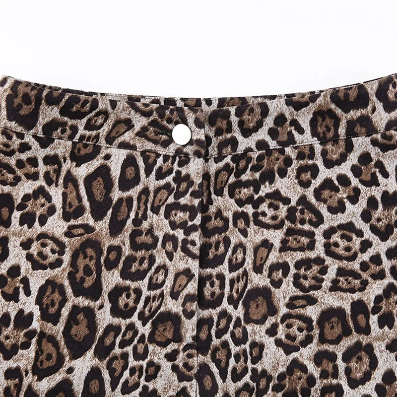 

Brown Leopard Shorts for Women High Waist Female Fashion Summer Sweat Harajuku Skinny Shorts