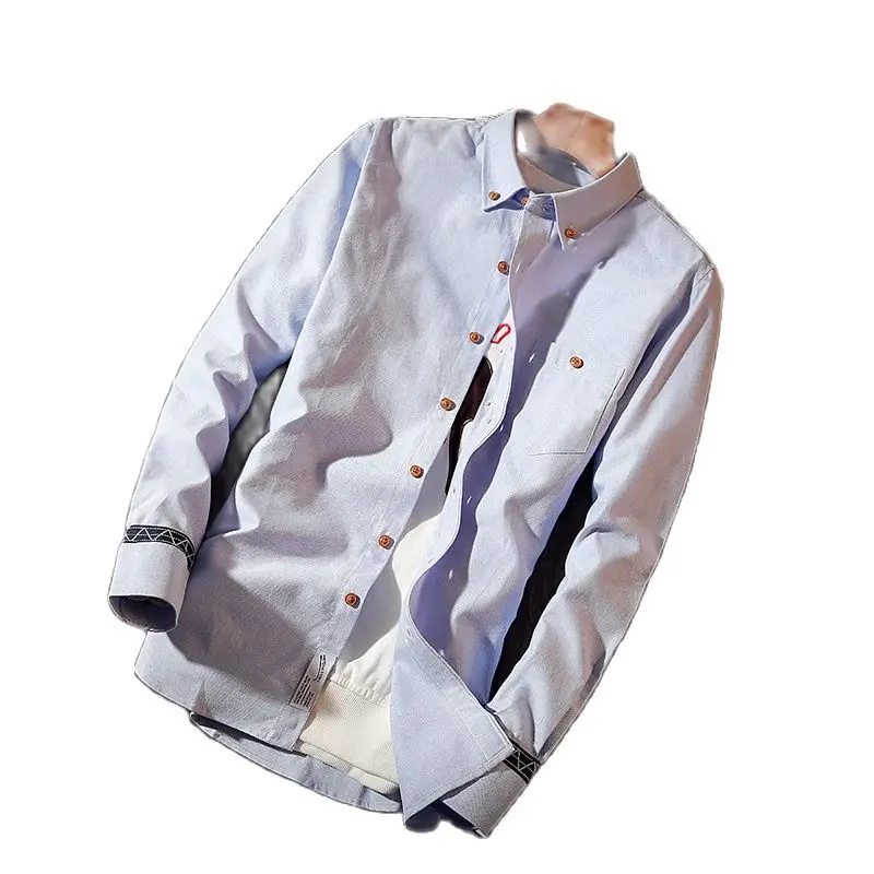 Рубашка мужская с длинным рукавом деловая Повседневная приталенная блуза цвет